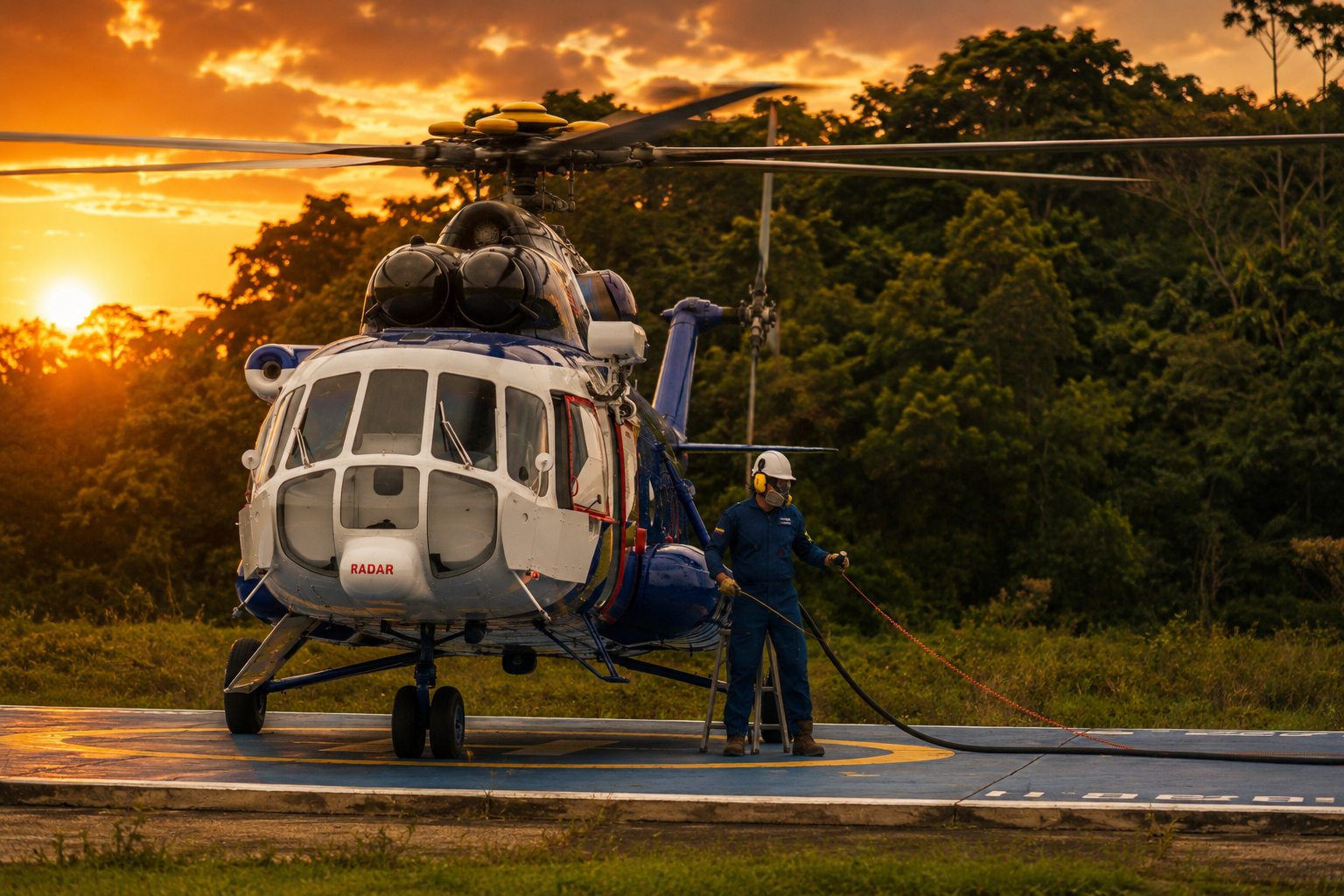 Operación de abastecimiento aeronáutico en plataforma